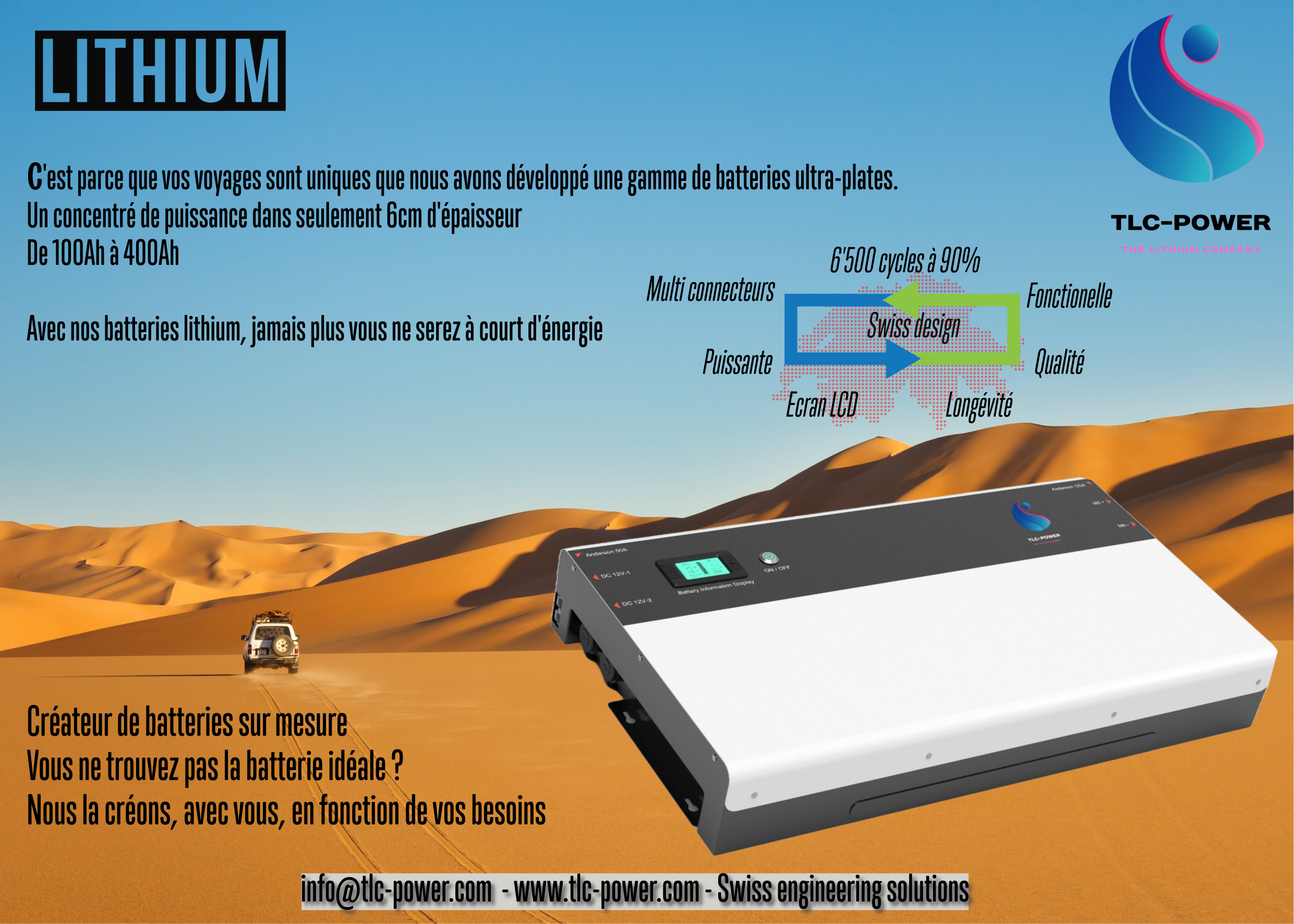 Batterie lithium 12V - 62mm-106mm