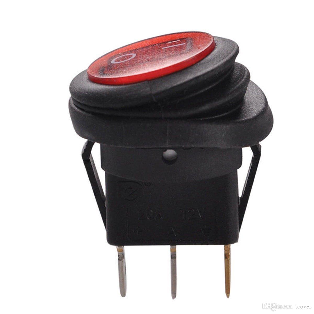 Interrupteur 12v LED rond étanche - SFFHPR0012